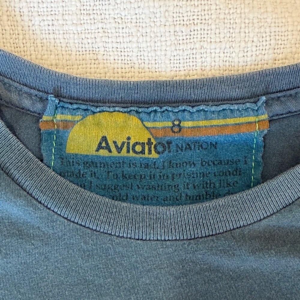 Aviator Nation Kids Blue Rainbow Mountain Graphic Tee Size 8 - Picture 3 of 3